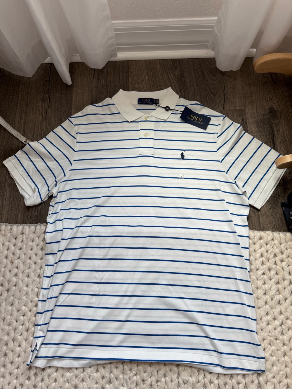 Polo Ralph Lauren Men’s Striped Polo Shirt White Blue XL NWT